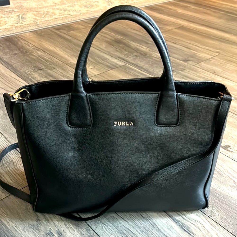 Authentic Furla Amina Medium Tote East/West Leather Satchel crossbody Handbag